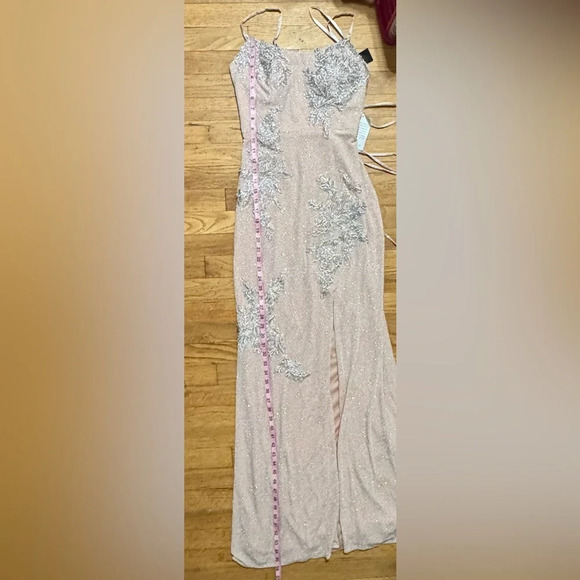 XSCAPE EMBELLISHED & EMBROIDERED GOWN IN BLUSH/ SILVER - Picture 12 of 12